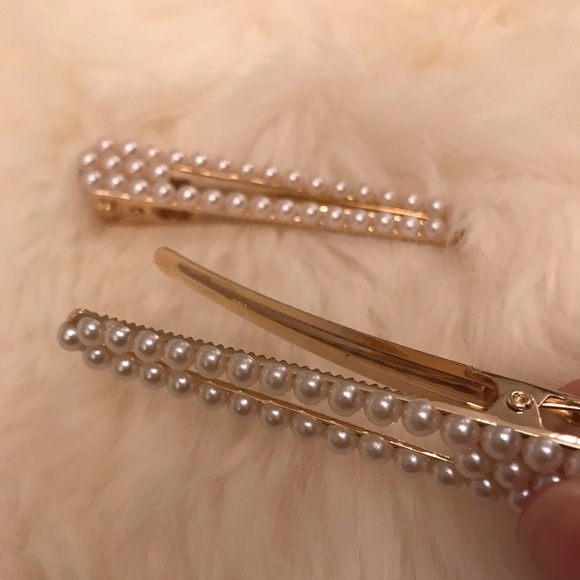 ZARA Hair Clip Pearl Set Rose Gold Jumbo Duo NEW - Picture 5 of 15
